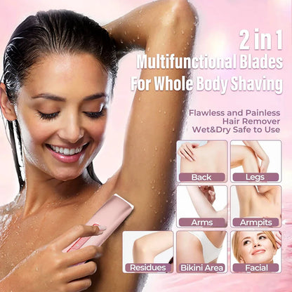 2-in-1 Electric Bikini Trimmer for Women – IPX7 Waterproof Rechargeable Shaver