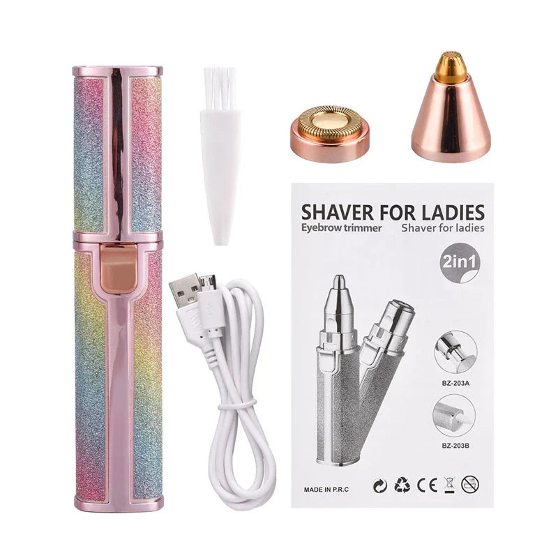 Electric Eyebrow Trimmer with LED Light – Painless Precision Hair Remover