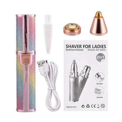 Electric Eyebrow Trimmer with LED Light – Painless Precision Hair Remover