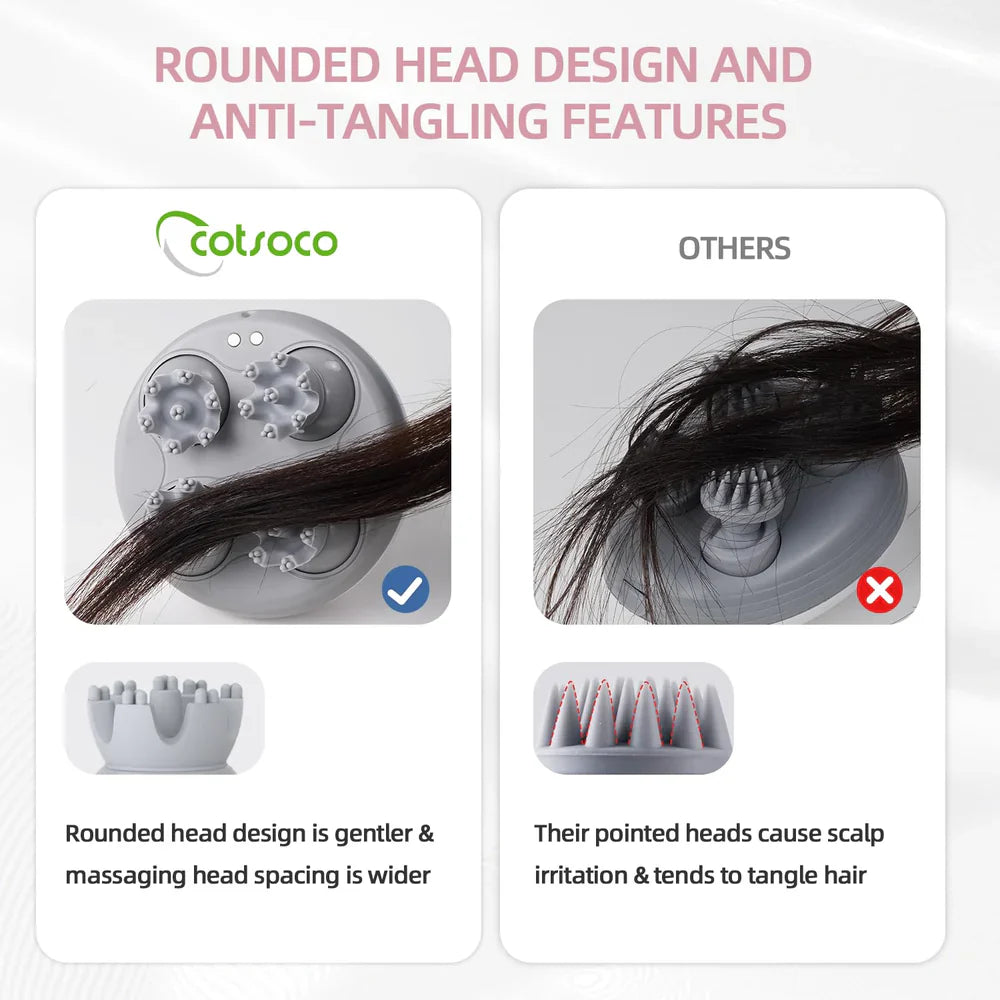 Electric Scalp Massager – Waterproof Head Massage with 4 Vibrating Heads