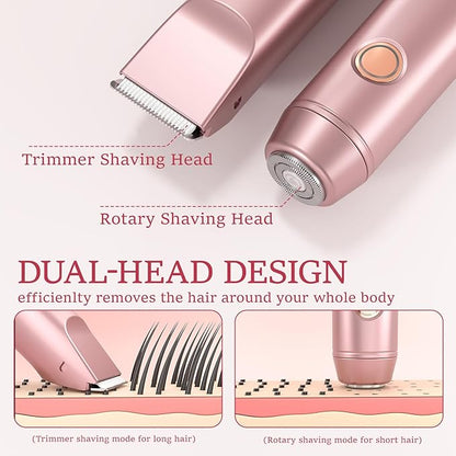 2-in-1 Electric Bikini Trimmer for Women – IPX7 Waterproof Rechargeable Shaver