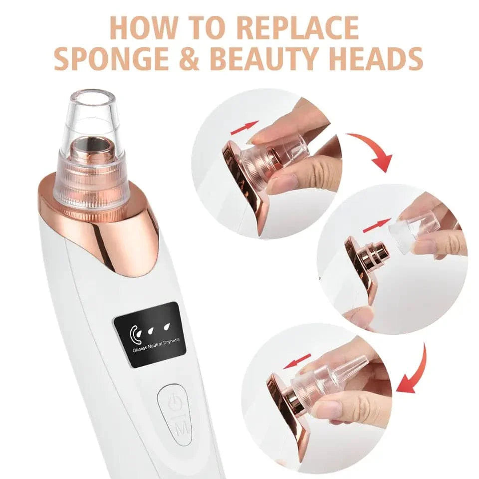 Blackhead Remover Vacuum – Electric Pore Cleaner with 6 Suction Heads
